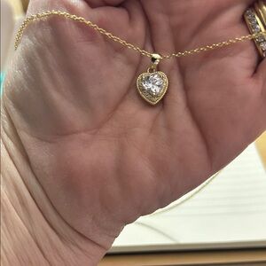 Solid 925 Silver finished with 14k Gold Heart Pendant w/ Gorgeous Heart Shape
